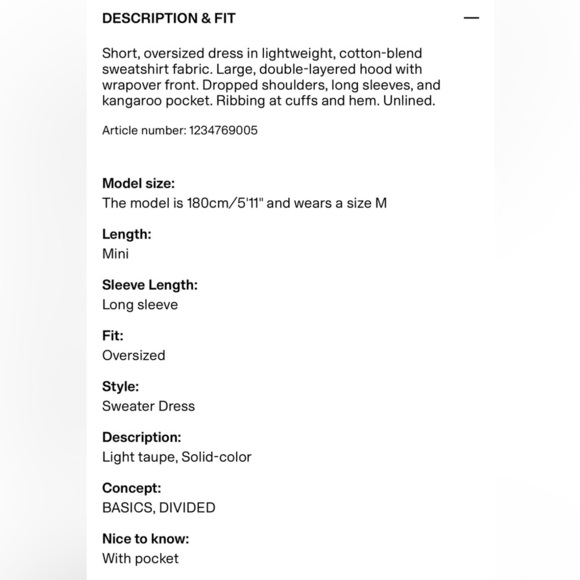 Divided Tan Hooded Cotton Dress - Picture 12 of 13